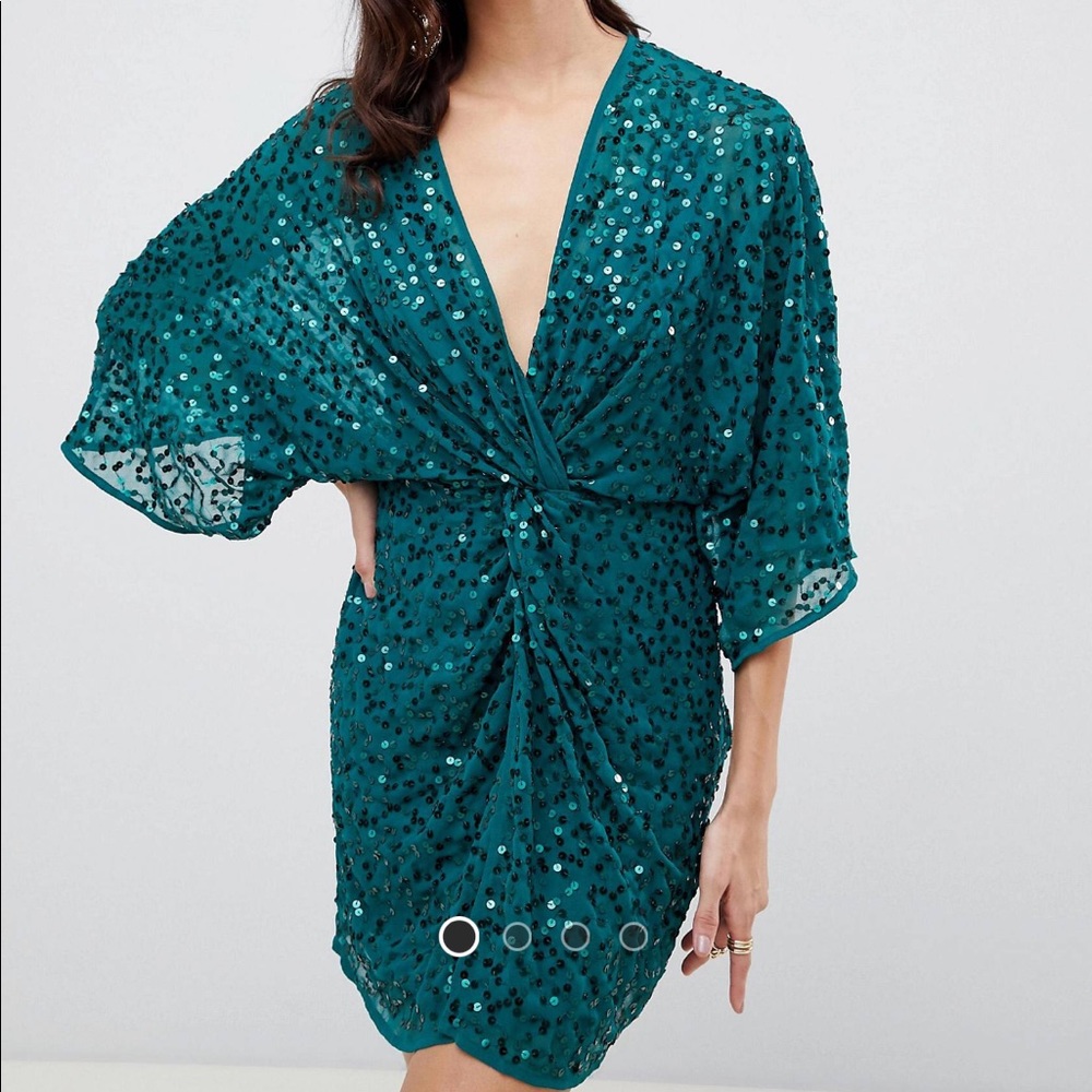 Asos sequin embellished kimono mini dress